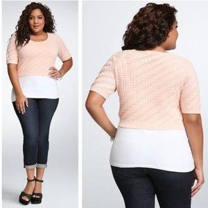 Torrid Chevron Cropped Sweater Top Blush Pink Plus Size 3X / 3XL
